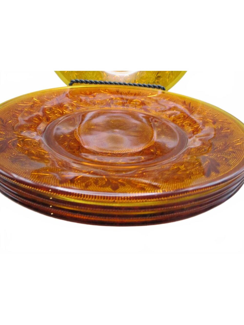 Vintage 1970s Tiara Indiana Glass Amber Sandwich Salad Plates 9" Set of 5 - Picture 4 of 4